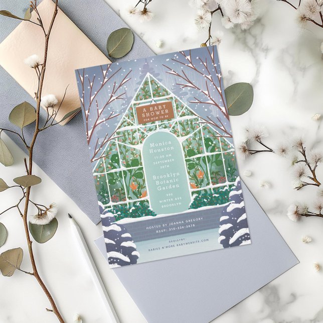 Invitation Baby shower d'hiver à serre neige (Créateur téléchargé)