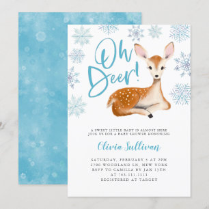 Invitation Baby shower d'hiver bleu cerf