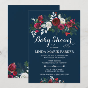 Invitation Baby shower d'hiver bleu marine