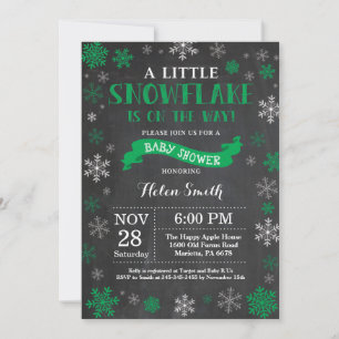 Invitation Baby shower d'hiver Chalet de flocons de neige ver