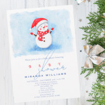 Baby shower d'hiver Cute Little Snowman Aquarelle