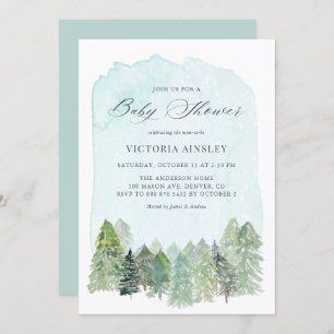 Invitation Baby shower d'hiver de la forêt de neige