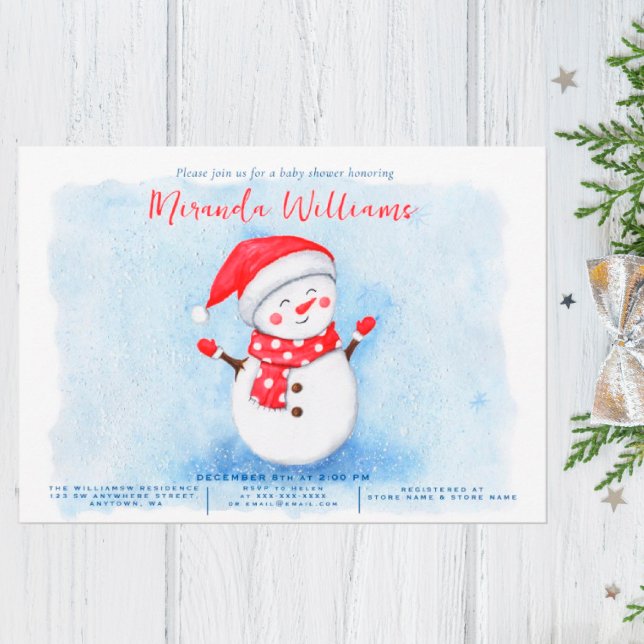Invitation Baby shower d'hiver de Little Snowman (I wish you happiness!!!)