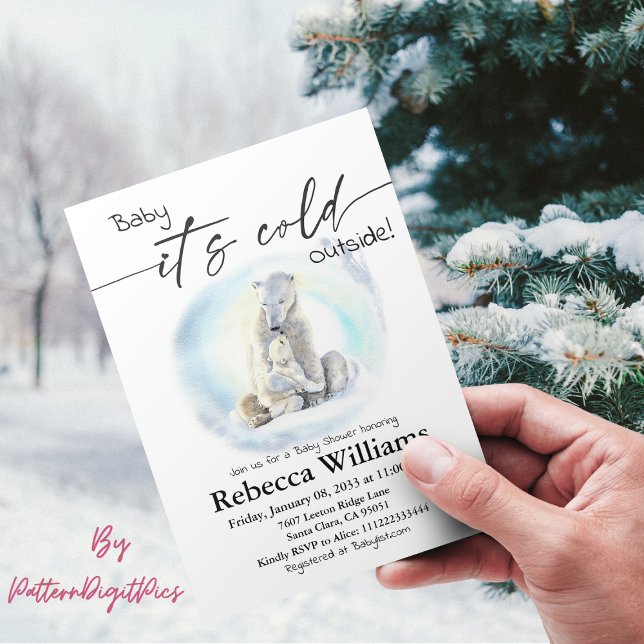 Invitation Baby shower d'hiver de l'ours polaire Il fait froi (Créateur téléchargé)
