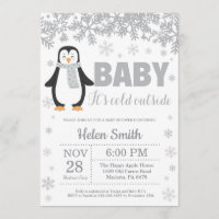 Baby shower d'hiver de Penguin Snowflake Invitatio