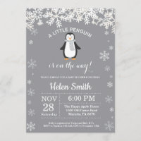 Baby shower d'hiver de Penguin Snowflake Invitatio