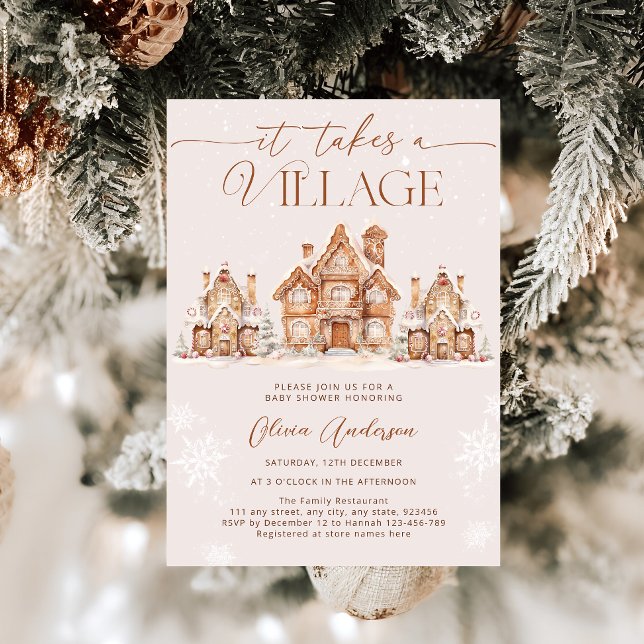 Invitation Baby shower d'hiver de Village Snowy (Créateur téléchargé)