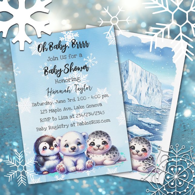 Invitation Baby shower d'hiver des animaux polaires de l'Arct (Créateur téléchargé)