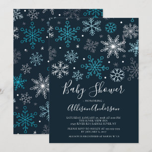 Invitation Baby shower d'hiver des flocons de neige modernes 