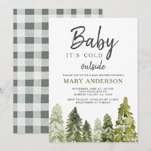 Invitation Baby shower d'hiver des pins