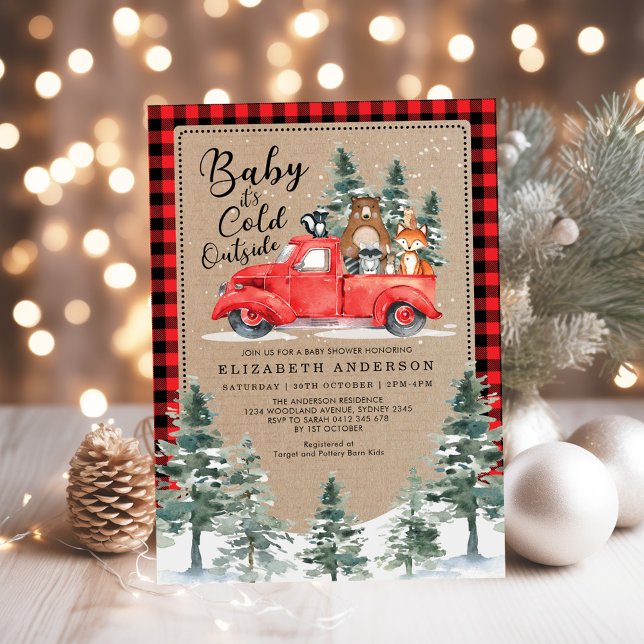 Invitation Baby shower d'hiver du bûcheron de bois (Créateur téléchargé)