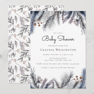 Invitation Baby shower d'hiver du feuillage forestier