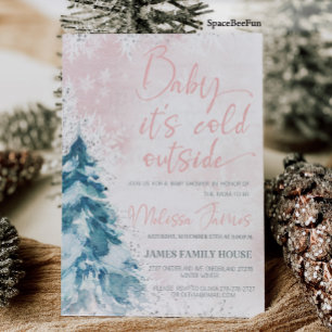 Invitation Baby shower d'hiver Fille bébé il fait froid à l'e