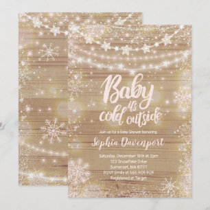 Invitation Baby shower d'hiver Flocon de neige ros