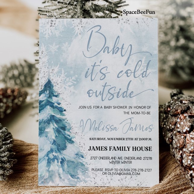 Invitation Baby shower d'hiver Garçon bébé il fait froid deho (Winter baby shower Boy Baby it's cold outside Baby shower invitation Winter baby shower invites Chri)