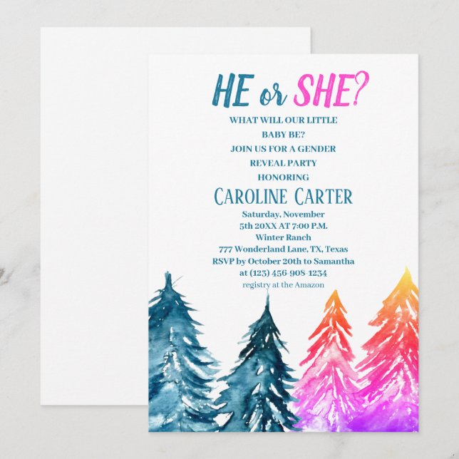 Invitation Baby shower d'hiver garçon ou fille (Devant / Derrière)