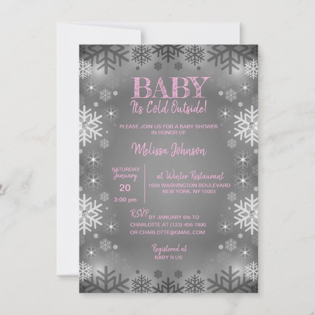 Invitation BABY SHOWER D'HIVER Il fait froid à l'extérieur de (Devant)