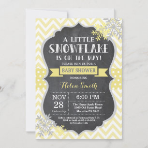 Invitation Baby shower d'hiver Jaune Chalkboard