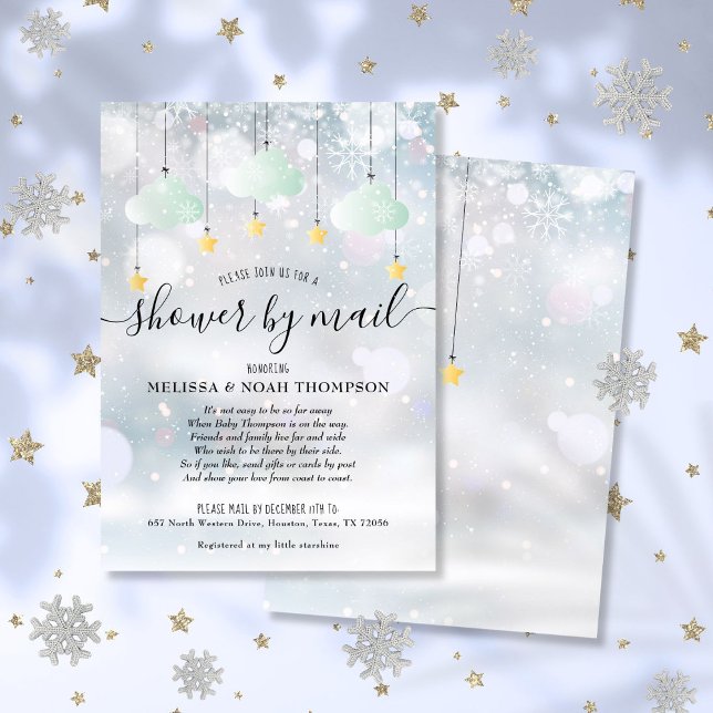 Invitation Baby Shower d'Hiver par Courrier à Longue Distance (Winter Baby Shower By Mail Long Distance Invitation)