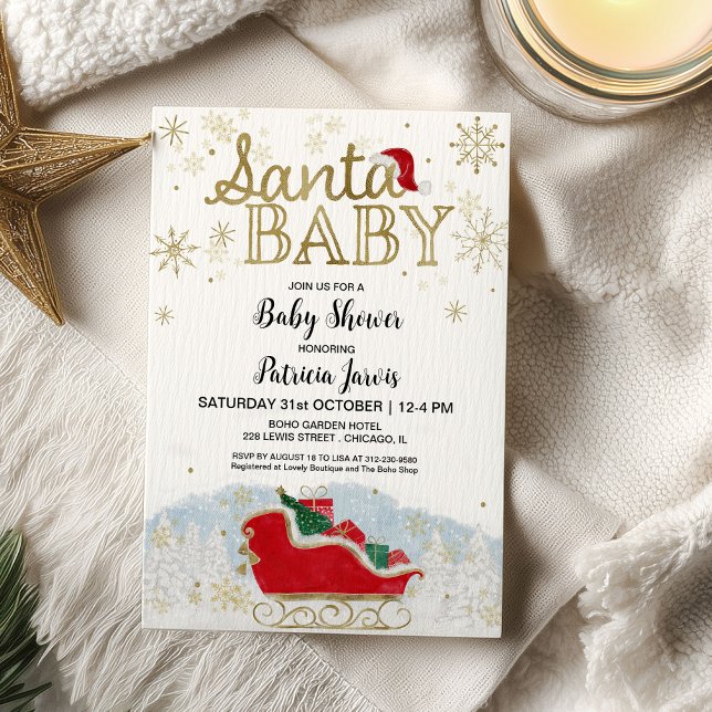 Invitation Baby shower d'hiver père Noël Baby Christmas (Créateur téléchargé)