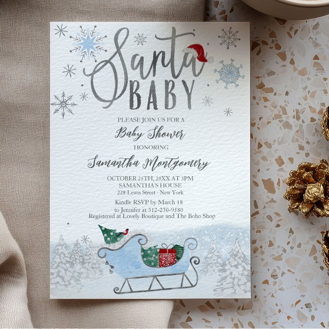Invitation Baby shower d'hiver père Noël Baby Christmas (Créateur téléchargé)