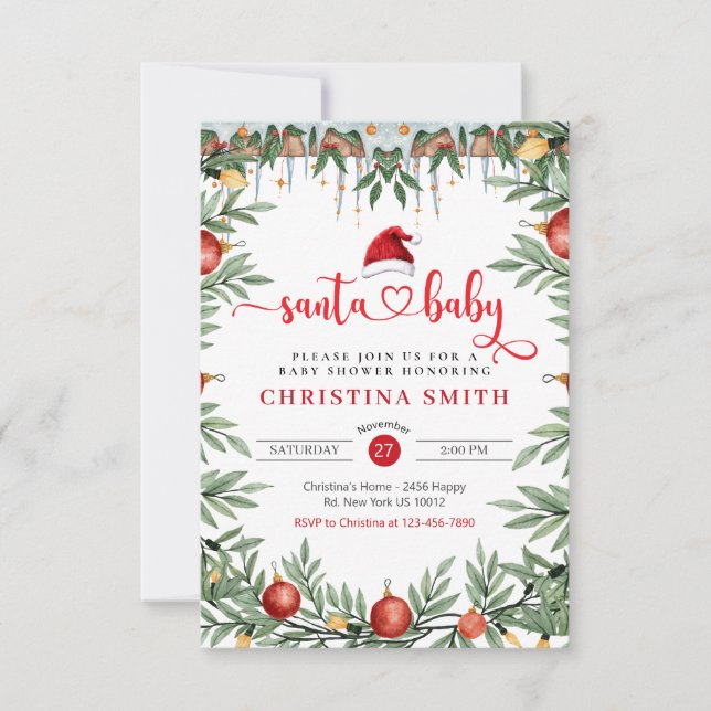 Invitation Baby shower d'hiver père Noël Baby shower (Devant)