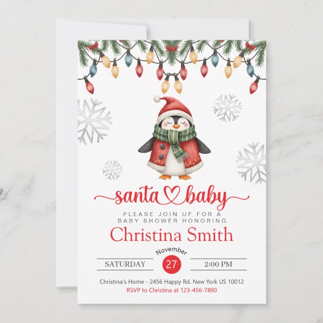 Invitation Baby shower d'hiver père Noël Baby shower (Devant)