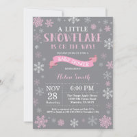 Baby shower d'hiver Pink White and Grey Snowflake