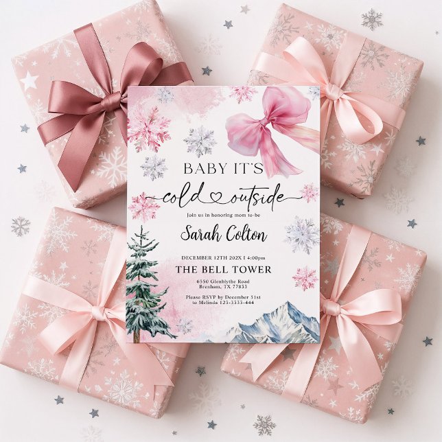 Invitation Baby shower d'hiver rose (Créateur téléchargé)