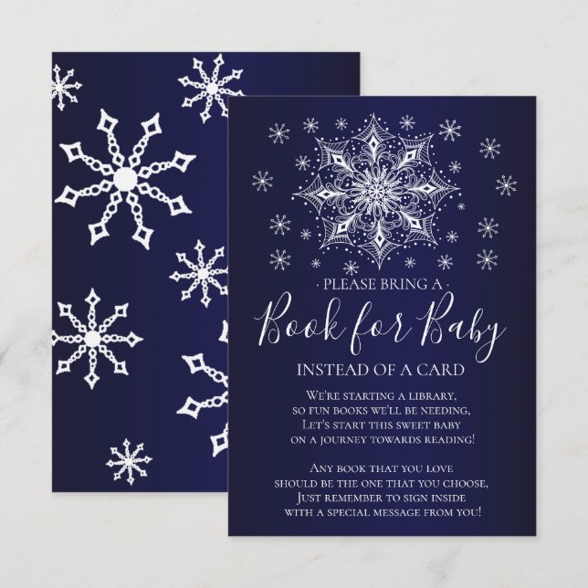 Invitation Baby shower d'hiver Snowflake livre pour bébé (Devant / Derrière)