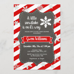 Invitation Baby shower d'hiver Snowflake Rouge et blanc