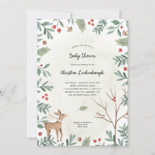 Invitation Baby shower d'hiver sur les animaux des bois