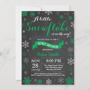 Invitation Baby Shower d'hiver Tableau Noir Flocon de Neige V