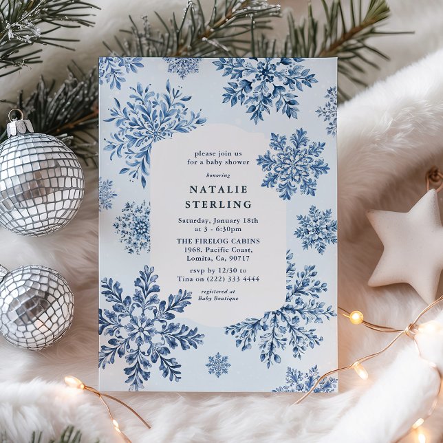 Invitation Baby shower d'hiver Toile Snowflake (Créateur téléchargé)