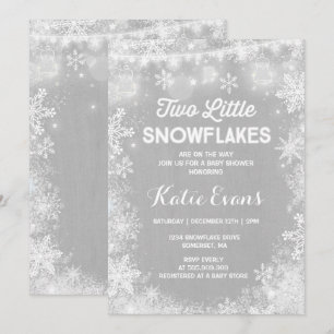 Invitation Baby shower d'hiver Twin White