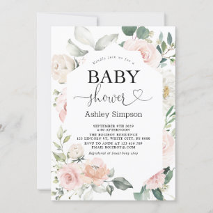 Invitation Baby shower diamant rose pâle