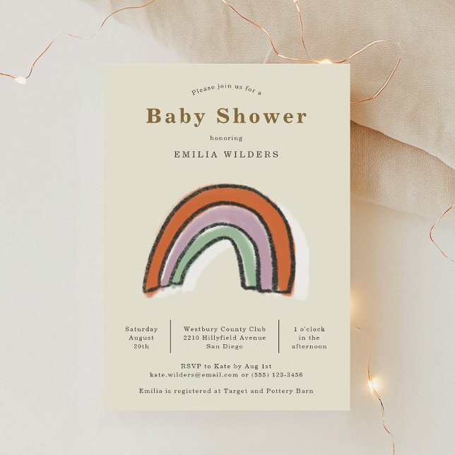 Invitation Baby shower d'illustration Rainbow Newborn (Rainbow Newborn Illustration Baby Shower Invitation)