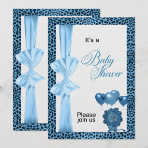 Invitation Baby shower d'impression bleu Cheetah