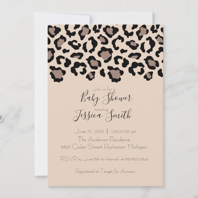Invitation Baby shower d'impression Cheetah (Devant)