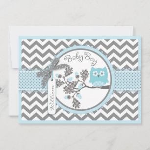Invitation Baby shower d'impression de Blue Owl Chevron