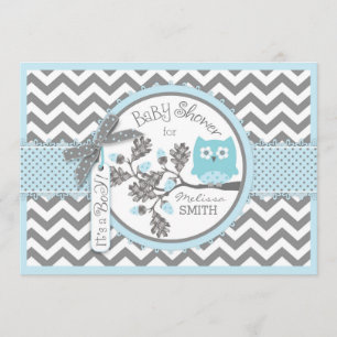 Invitation Baby shower d'impression de Blue Owl Chevron
