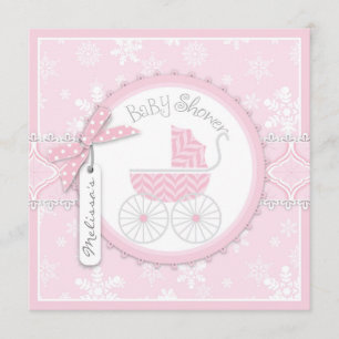 Invitation Baby shower d'impression de chariot et de flocon