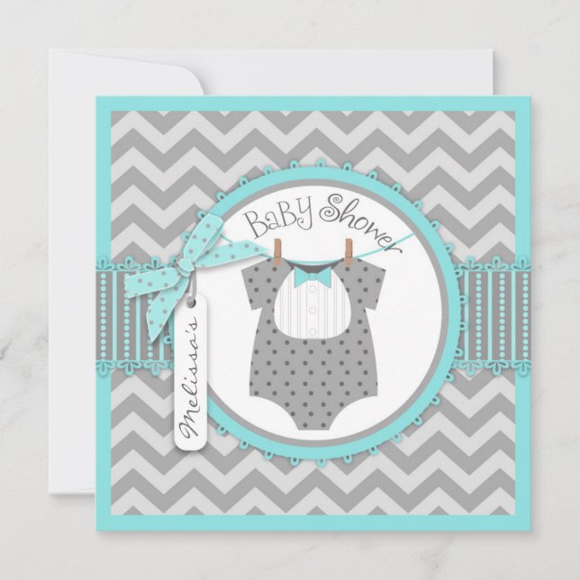 Invitation Baby shower d'impression de Chevron de cravate (Devant)