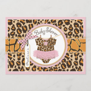 Invitation Baby shower d'impression de guépard de tutu de
