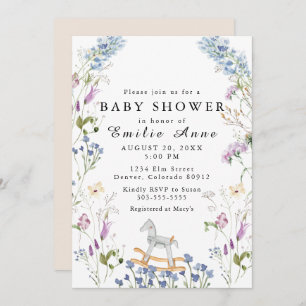 Invitation Baby shower d'impression douce couleur fleur sauva