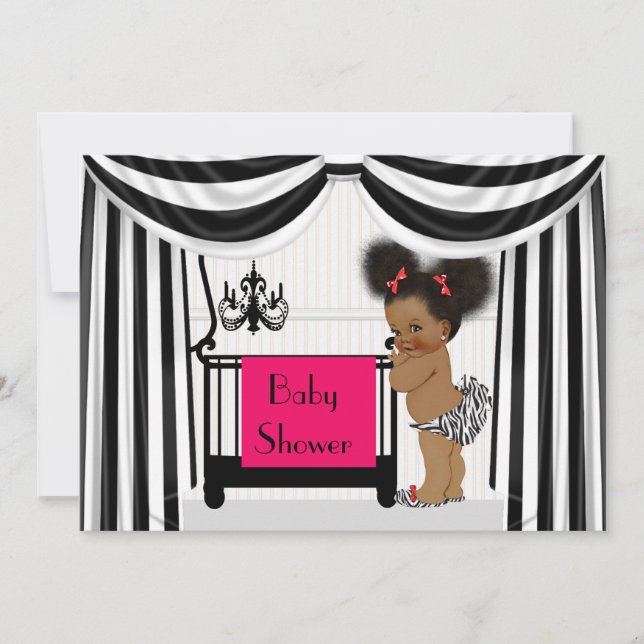 Invitation Baby shower d'impression et de gravures afro-améri (Devant)