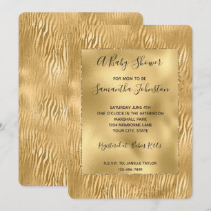 Invitation Baby shower d'impression Gold Glam Glitz Zebra