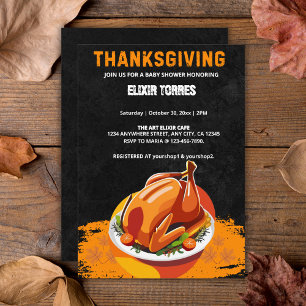 Invitation Baby Shower Dinde Rôtée de Thanksgiving sur Tablea
