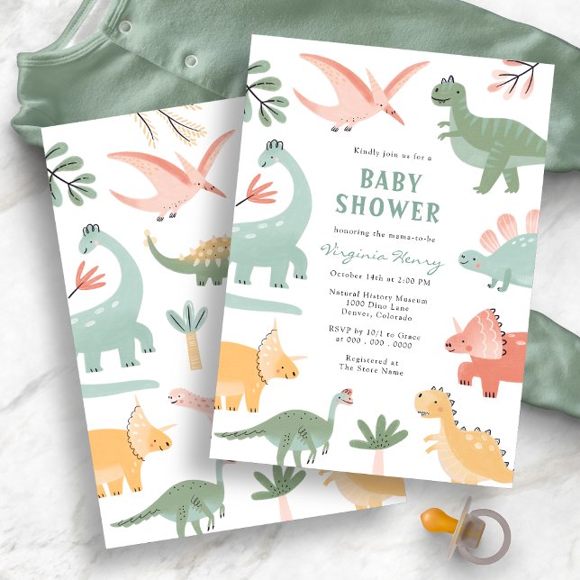 Invitation Baby shower Dinosaur (Dinosaur Baby Shower Invitation
)