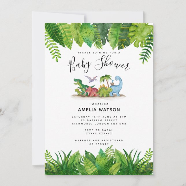 Invitation Baby shower Dinosaur (Devant)